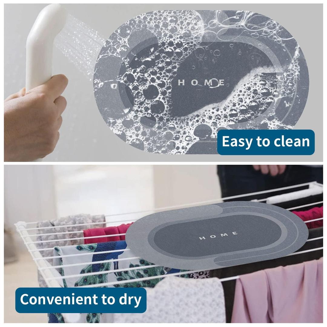 Super Absorbent Non-Slip Quick-Dry Oval Bath Mat