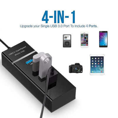 USB 3.0 Super Speed 4-Port Hub 30cm with DC5V Power Jack